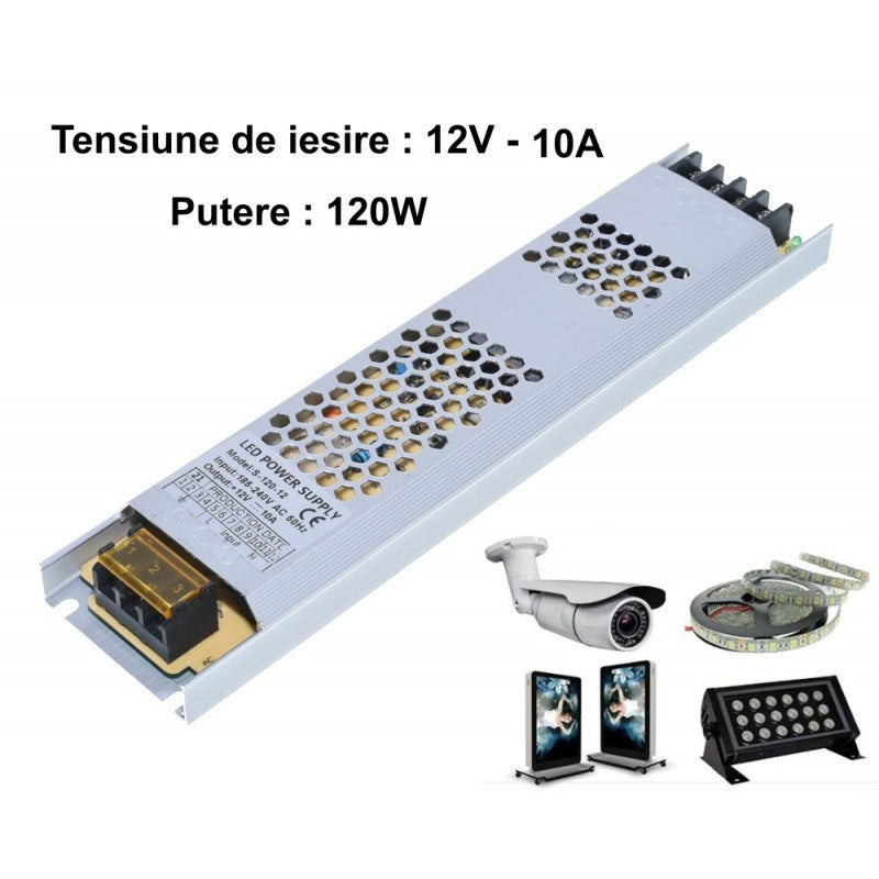 Sursa de Alimentare Slim 12V - 120W / 10A