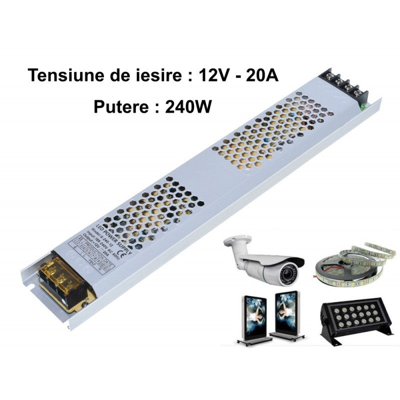 Sursa de Alimentare Slim 12V - 240W / 20A