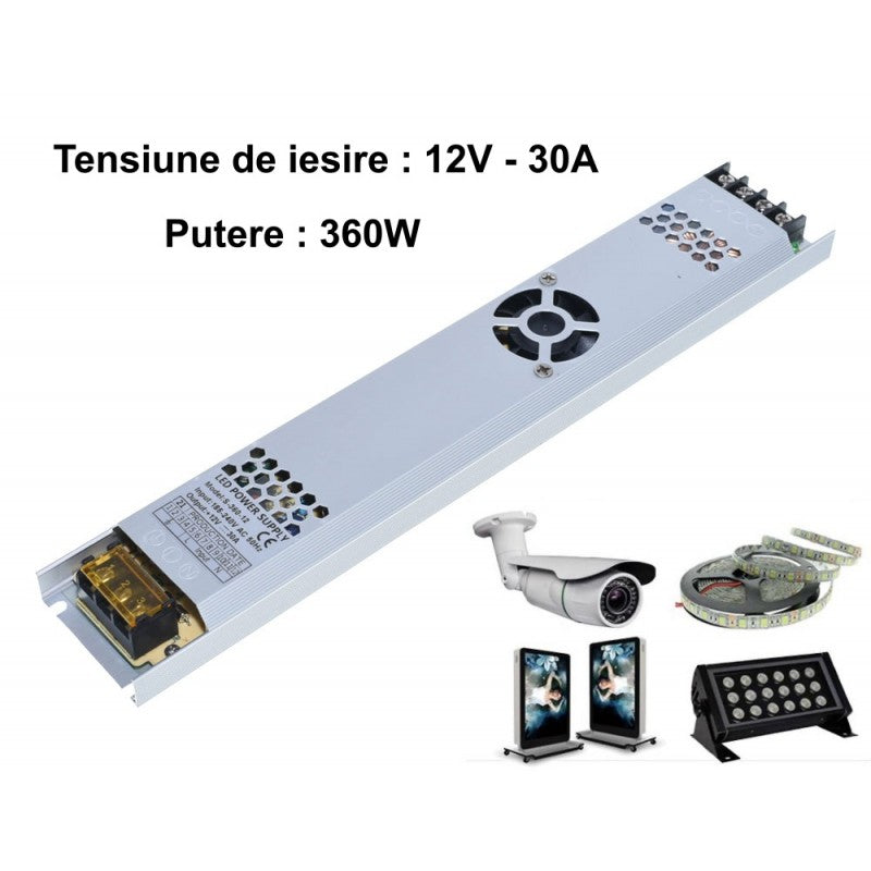 Sursa de Alimentare Slim 12V - 360W / 30A