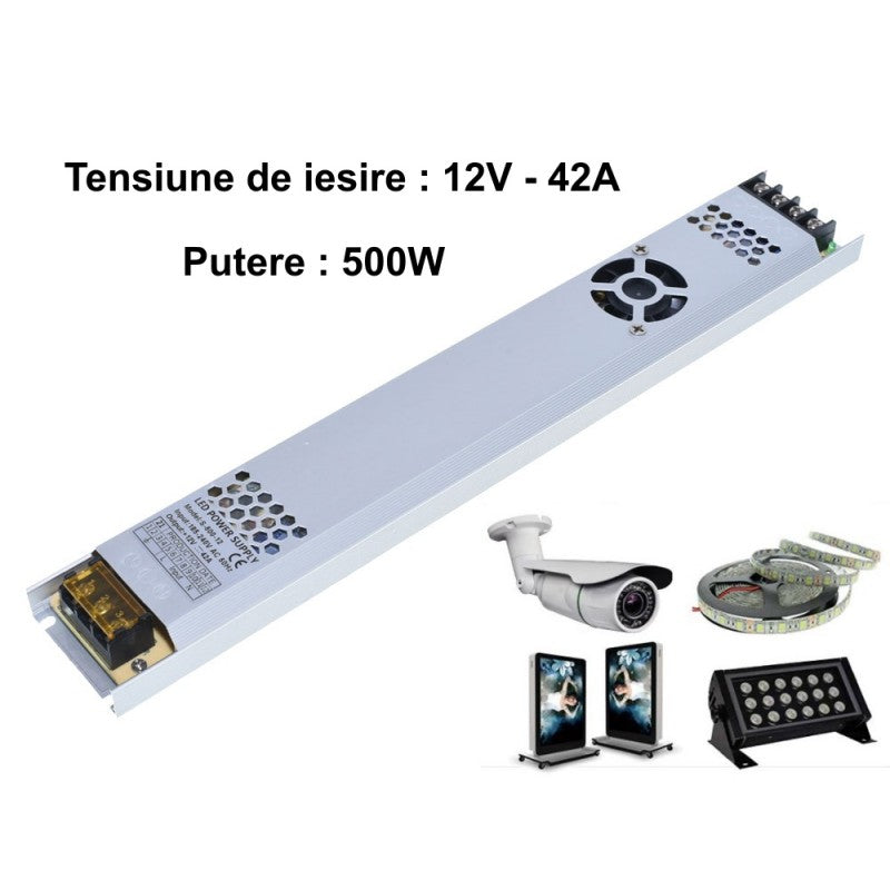 Sursa de Alimentare Slim 12V - 500W / 42A