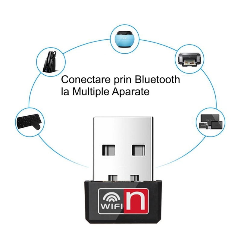 Receptor Internet Wireless, Wi-Fi 150 Mbps, Adaptor USB, Bluetooth, 150Mbps