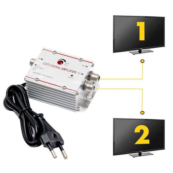 Amplificator de semnal TV cu 2 iesiri 20 dB