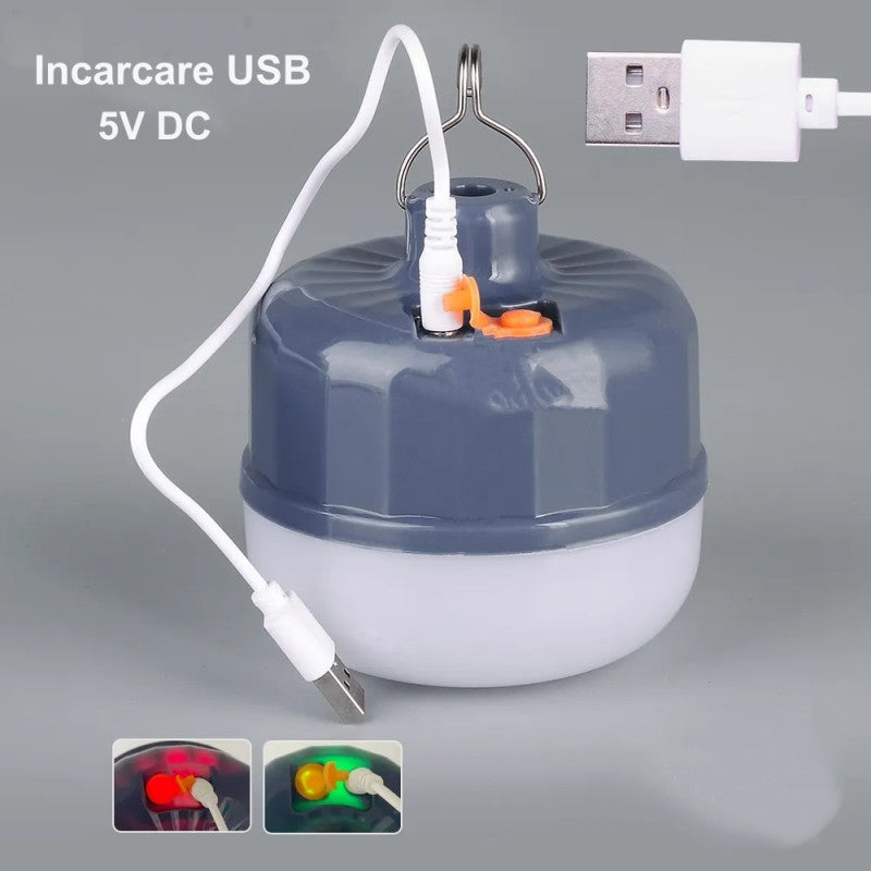 Bec Led 60W cu Acumulator pentru Camping