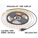 Banda 300 Led SMD, 24W, USB, Alb-Rece