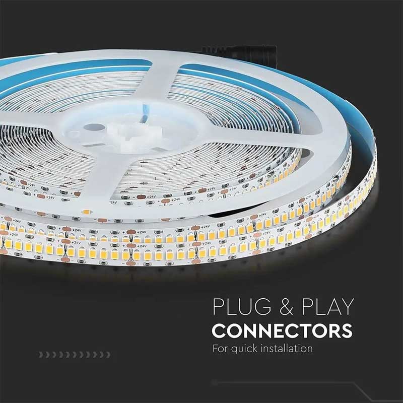 Banda LED 24V, 6500K, Lumina Alb Cald, 240 LED/m, IP20, Rola 10 Metri, ClassLights