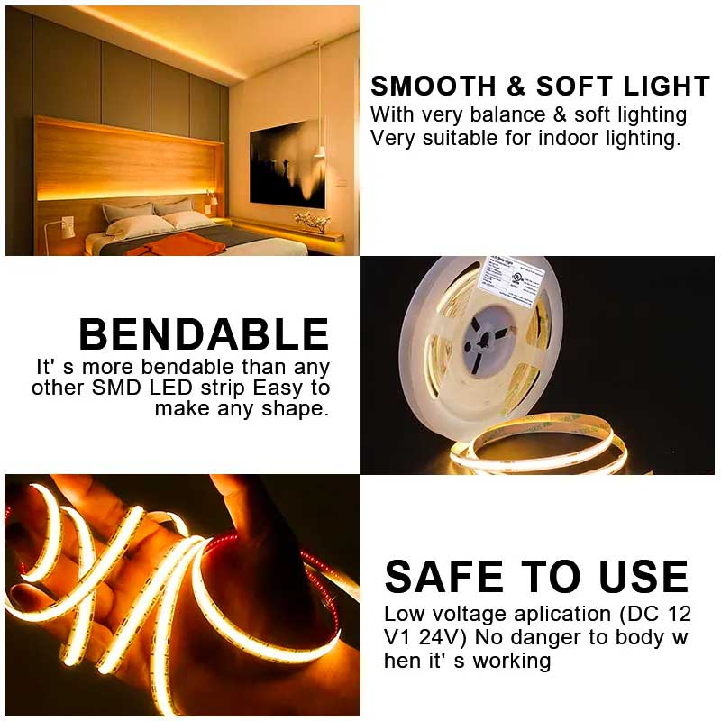 Banda LED COB 528LED/m, Lumina Alb-Rece, Interior IP20 - Rola 5 metri, ElectroAZ