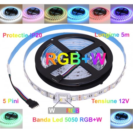 Banda Led RGBW 300 Led-uri 8W/m Interior