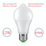Bec cu LED, E27, Senzor de miscare, 12W