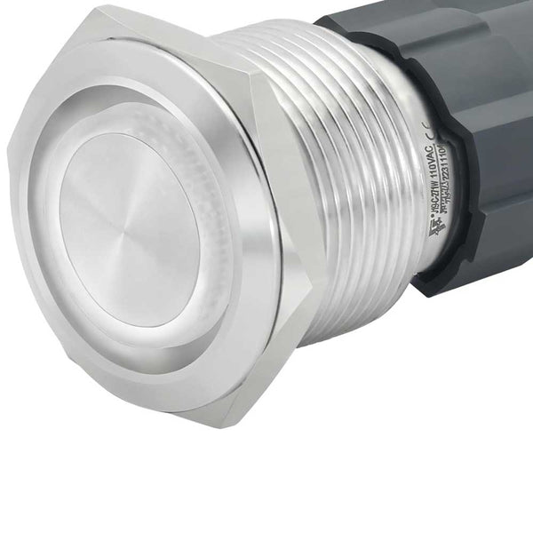 Buton Metalic Push 22mm cu REVENIRE, 220V – 10A, Led Alb, ElectroAZ