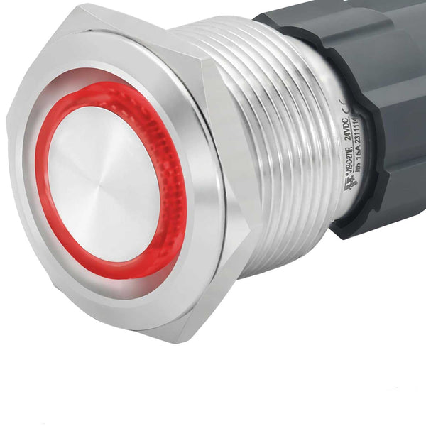 Buton Metalic Push 22mm cu REVENIRE, 220V – 10A, Led Rosu, ElectroAZ