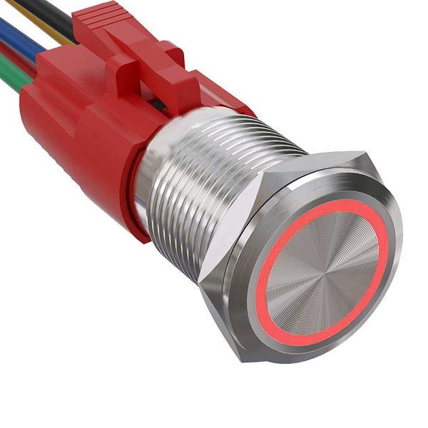 Buton Metalic Push 19mm cu REVENIRE, 220V - 10A, Led Rosu, ElectroAZ