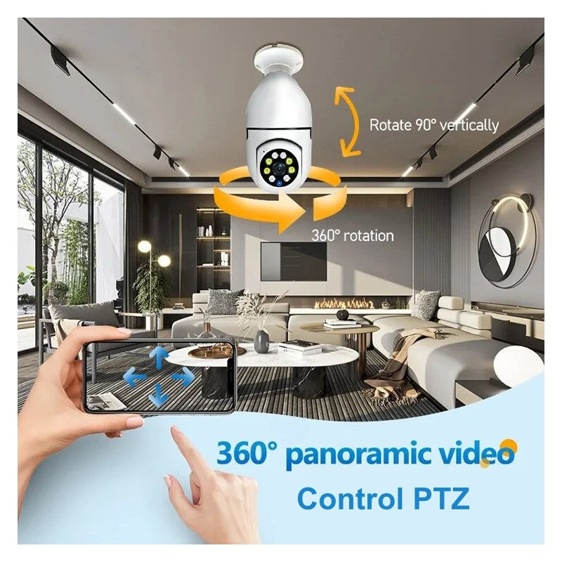 Camera de Supraveghere cu IP, PTZ 360˚si Wi-fi - E27 / V380 Pro