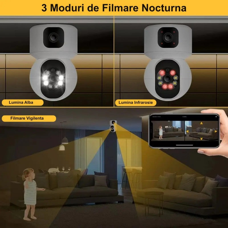 Camera de Supraveghere cu Lentila Dubla 4MP, Zoom, IP si PTZ / V380