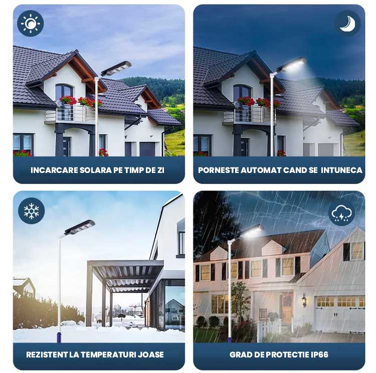 Lampa Solara Led Stradala, Kit montaj complet, putere 300W, ElectroAZ