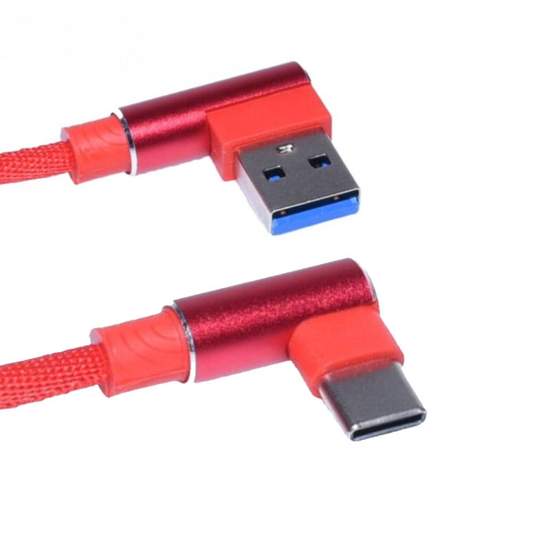 Cablu de Date USB – Type-C cu cot la 90, Rosu, 1m