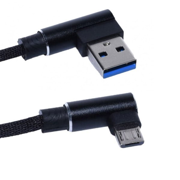 Cablu de Date USB – microUSB cu cot la 90, Negru, 1m