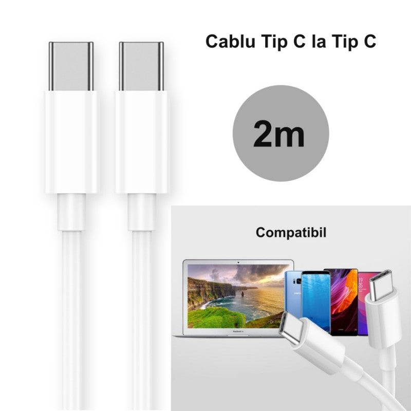 Cablu incarcator, Type-C la Type-C, Fast Charge, PD, Lungime 2m