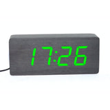 Ceas Digital Mare, Lemn Negru, LED Verde