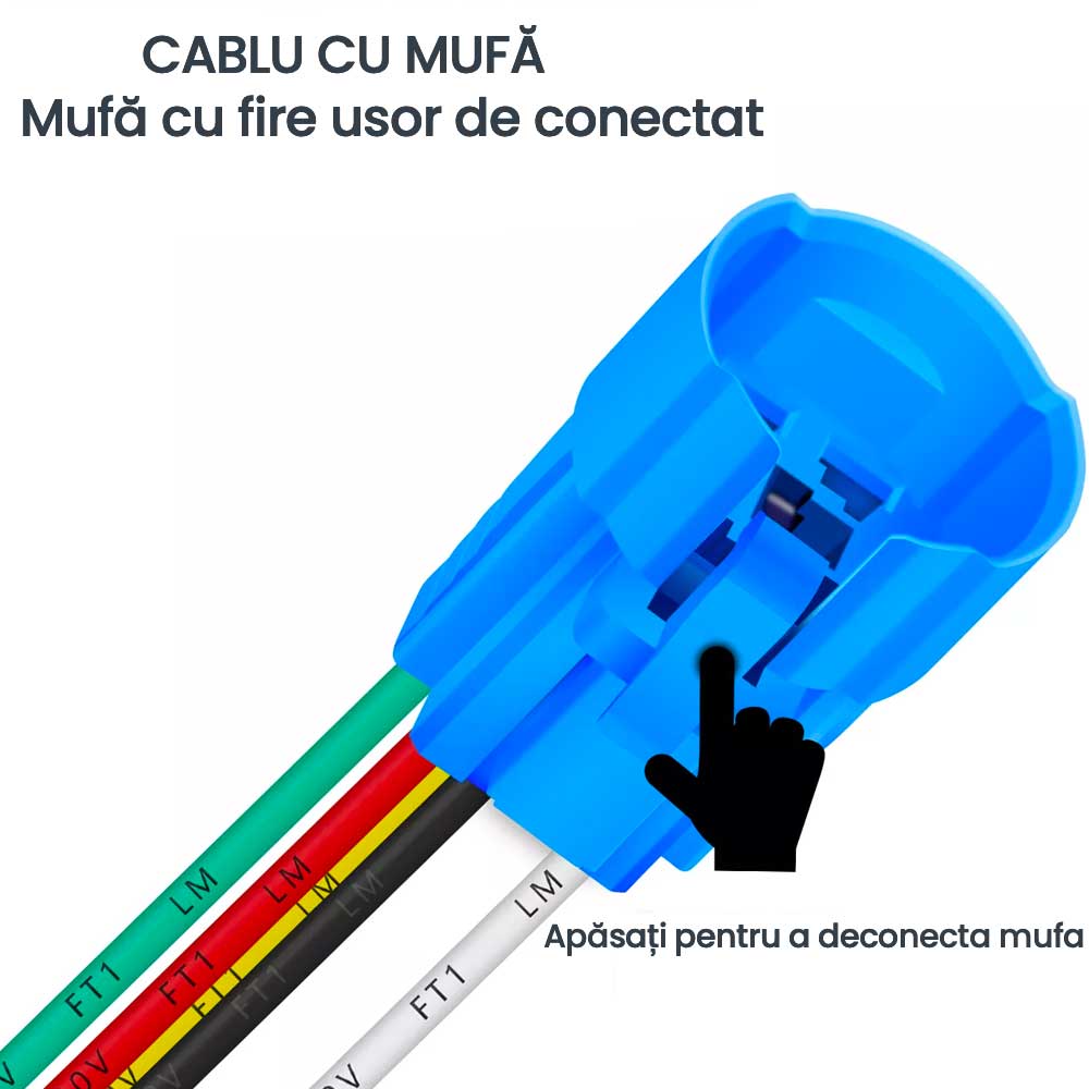 Buton Push Negru 19mm cu Retinere si Led Albastru, ElectroAZ