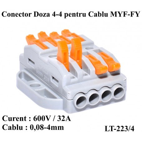 Conector Doza Pentru Cablu 4-4 LT-223/4, ElectroAZ