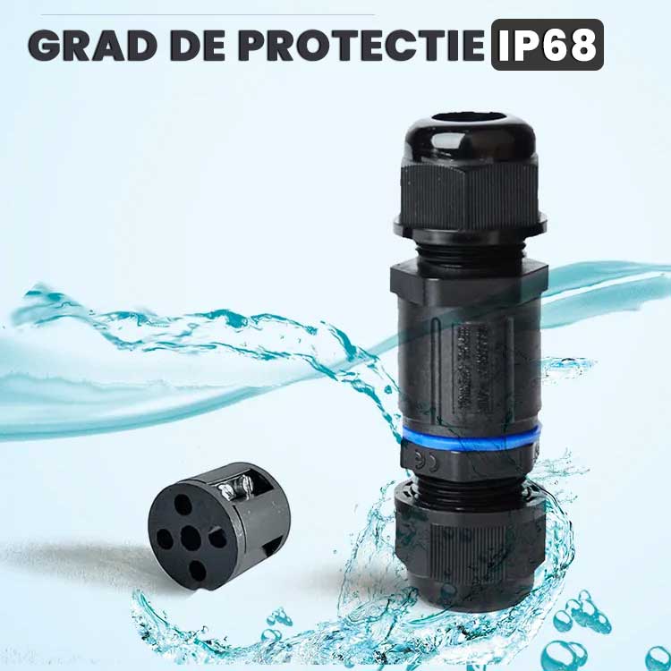 Conector Electric Impermeabil cu 3 Poli, IP68, Pentru Cablu 5-11mm, ElectroAZ