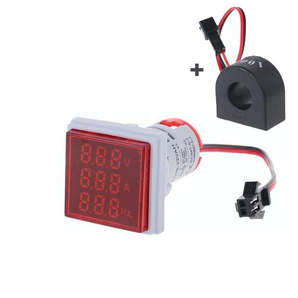 Indicator Digital cu Led 3 In 1: Voltmetru, Ampermetru, Frecventa, Rosu