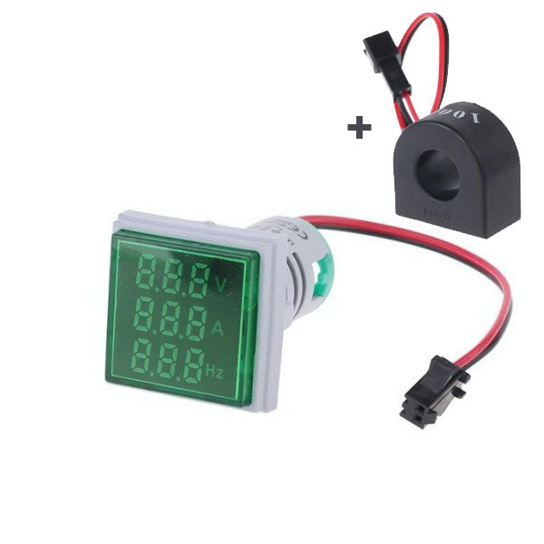 Indicator Digital cu Led 3 In 1: Voltmetru, Ampermetru, Frecventa, Verde