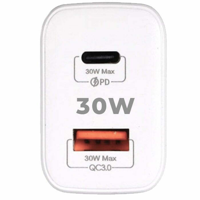 Incarcator 30W pentru telefon, 2 Sloturi, Type-C si USB, 3A, Qualcomm, Fast-Charge