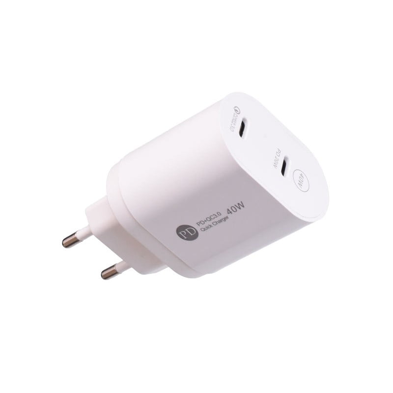 Incarcator iPhone/Samsung Fast-Charge 40W, 2x Type-C, 20W+20W, Alimentator 220V