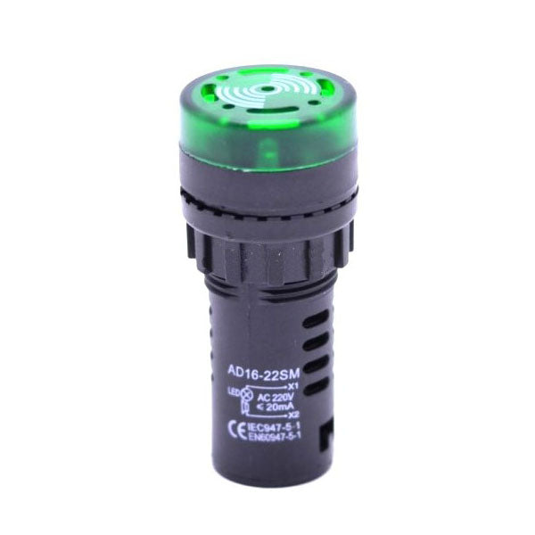 Indicator Martor cu Alarma, Buzzer Sonor, LED, 220V, 20 mA, Verde