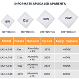 Aplica Led Patrata,Aparenta, Driver IC inclus, Putere 6W, ElectroAZ