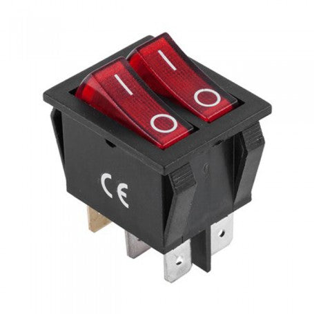 Intrerupator Dublu ON-OFF 250V-16A LED Rosu