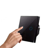 Intrerupator dublu touch Negru Classlights , Sticla Securizata, LED