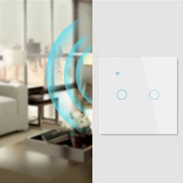 Intrerupator Smart Dublu Touch Alb, WiFi, Sticla securizata, Classlights, 10A, Control vocal, Smart Life / Tuya, LED