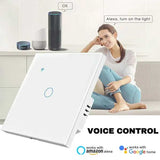 Intrerupator smart touch alb, WiFi, Sticla securizata, Classlights, 10A, Control vocal, Smart Life / Tuya, LED