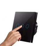 Intrerupator triplu touch Negru Classlights , Sticla Securizata, LED