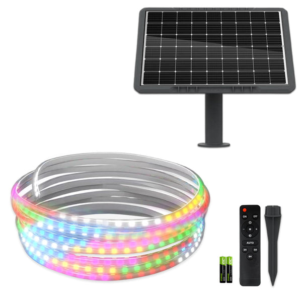 Kit Banda LED Multicolora, RGB, 5 Metri, Panou Solar Monocristalin, 50W, IP65, ClassLights