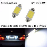 LED Auto COB, Soclu Feston 39mm, Lumina Alba, Set 2 Buc