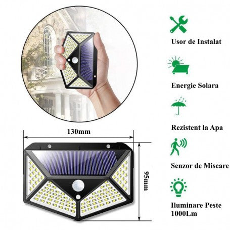 Lampa Solara Senzor 100 Led Exterioara