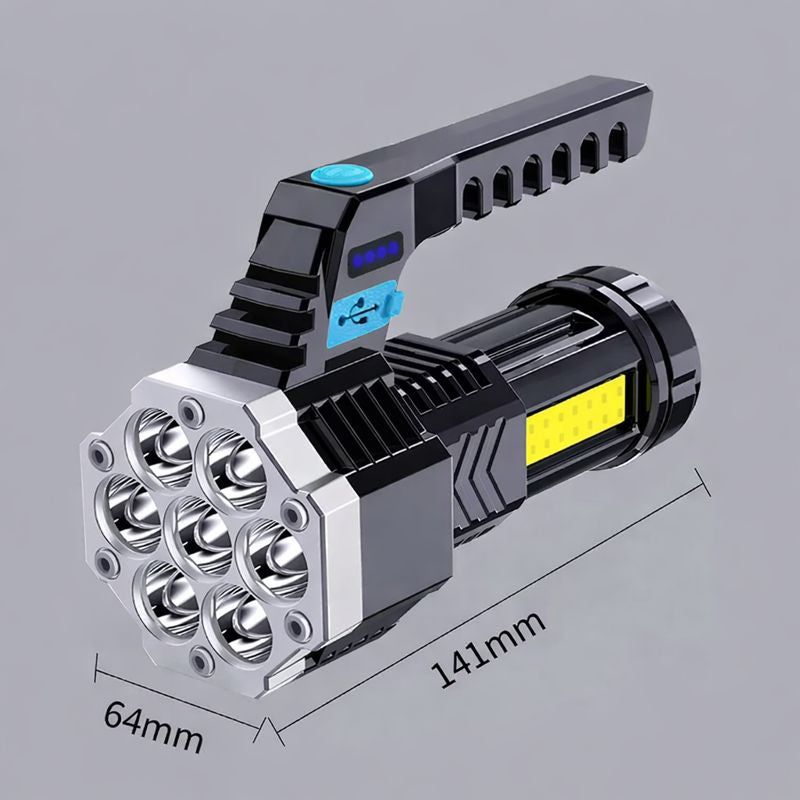 Lanternă LED Profesională Reîncărcabilă USB - 9 LED-uri Puternice, 4 Moduri Iluminare, 2400mAh