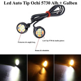 Led Auto Alb + Galben 23mm / 12V , 5730 , 2 Buc/Set