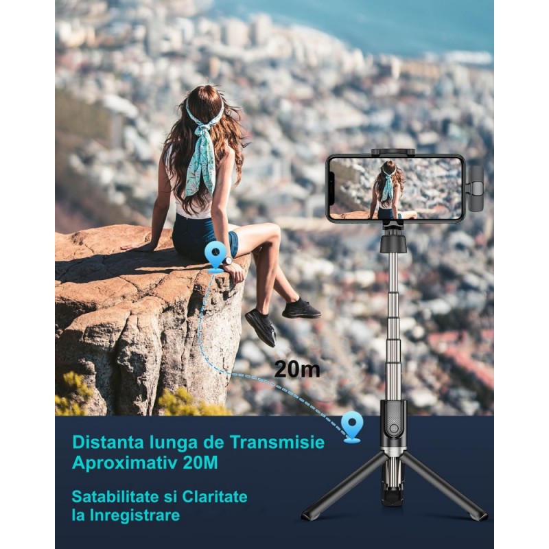 Microfon Wireless cu acumulator 65mAh, Lavariera, Ideal Vlogging, Type-C