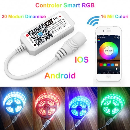 Mini-controler LED RGB cu Wi-Fi 5-24V