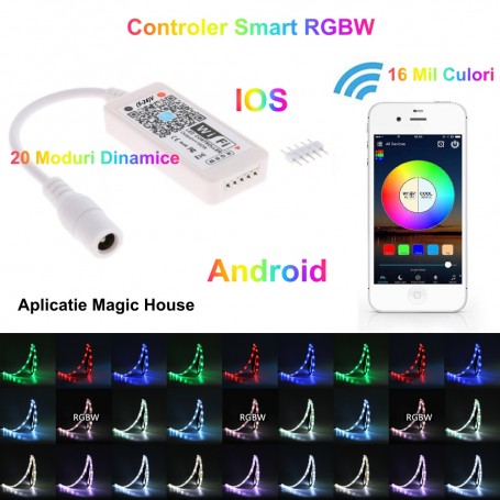 Mini-controler LED RGBW cu Wi-Fi 5-24V