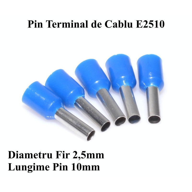 Pin Terminal Pentru Cablu E2510 Albastru , 100Buc/Set