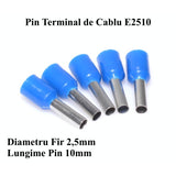 Pin Terminal Pentru Cablu E2510 Albastru , 100Buc/Set