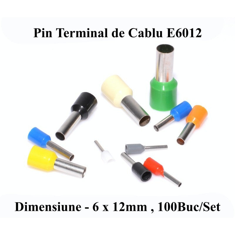 Pin Terminal Pentru Cablu E6012 Negru , 100Buc/Set