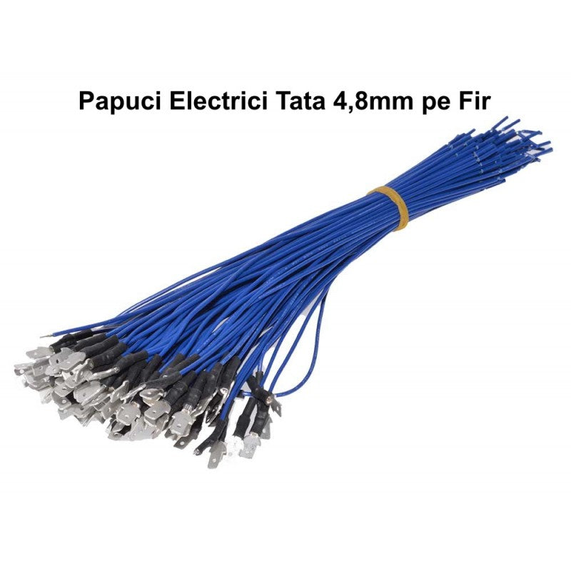 Papuc electric TATA, 4,8MM, Fir 20 cm, 100buc/Set, Albastru