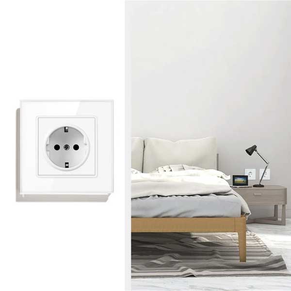 Priza cu rama din sticla securizata Classlights, 16A, Alb