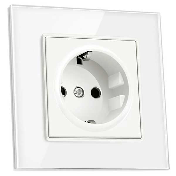 Priza cu rama din sticla securizata Classlights, 16A, Alb